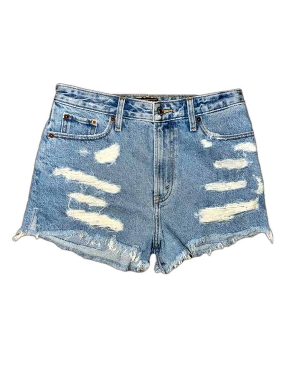 Abercrombie & Fitch Annie High Rise Short Distressed Ripped Raw Hem - Picture 2 of 11